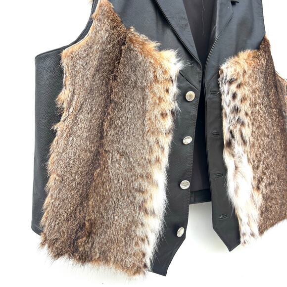 Saguaro West Men’s Leather Fur Biker Vest Plus Size 3XL Custom XXL - Picture 5 of 13